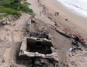 Sixteenth century saltpan at Brora during excavation