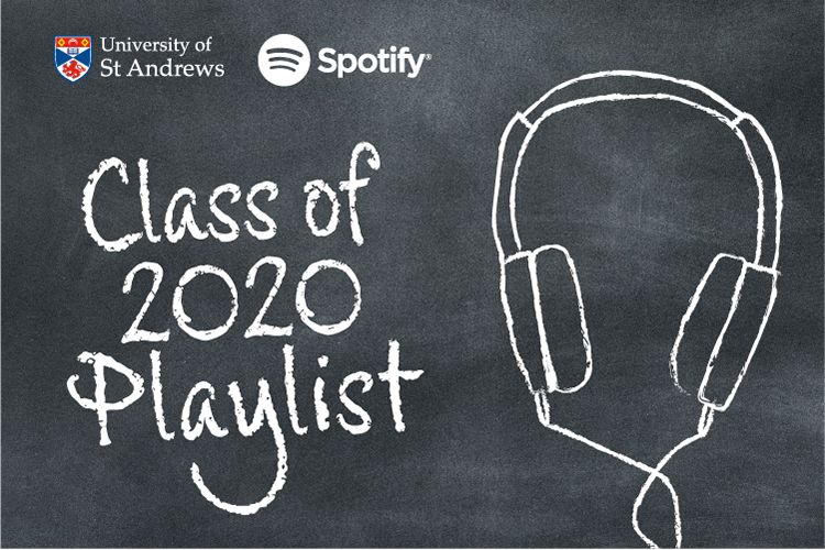 Class of 2020 playlist written in chalk on blackboard