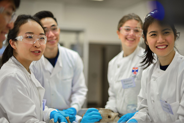 medical students in lab coats