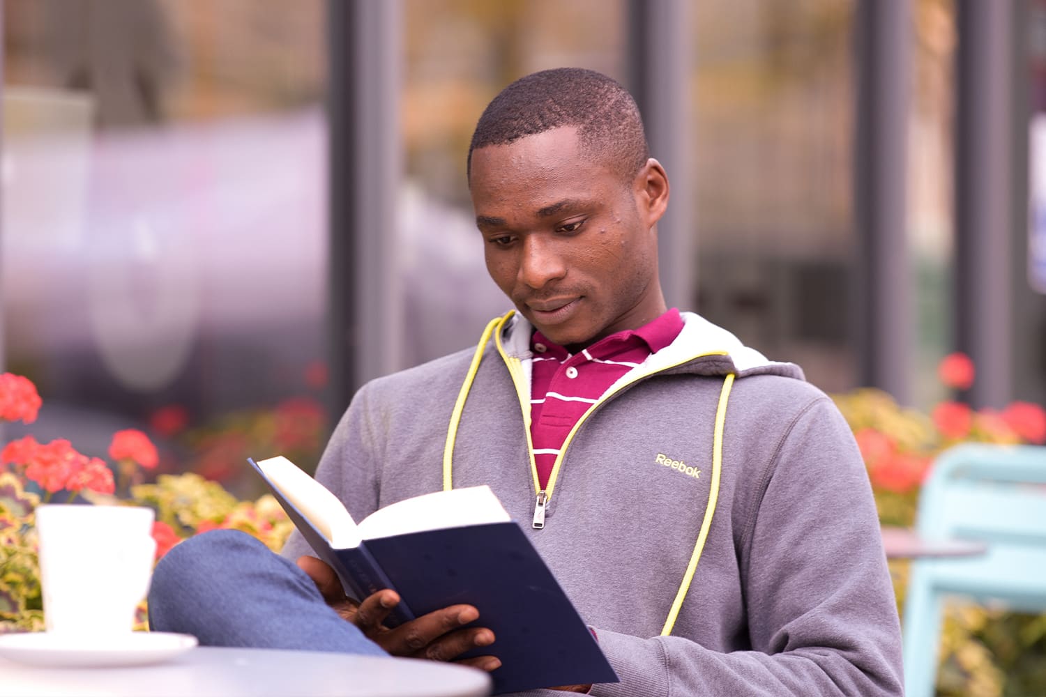 Student reading a book