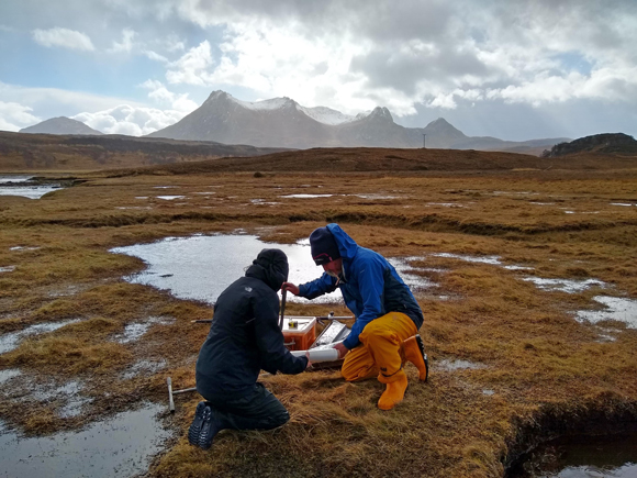 Sampling on an intertidal saltmarsh at the Kyle of Tongue, Sutherland