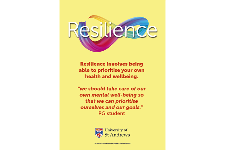 bright poster: Being resilient involves being able to prioritise your own health and wellbeing.