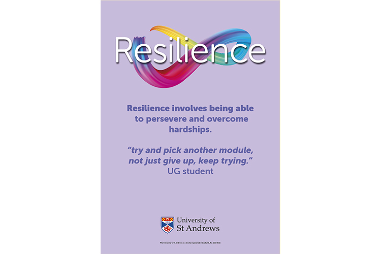 bright poster: Being resilient involves being able to persevere and overcome hardships.