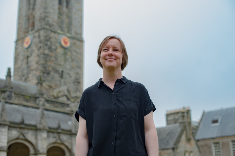 Samantha Letham in St Salvator’s Quadrangle