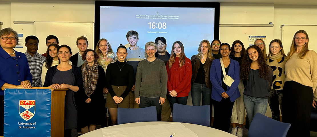 Helen Huang, Giulia Giunti and students at workshop on life as a diplomat