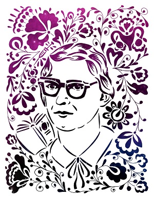 Floral portrait of woman pioneer