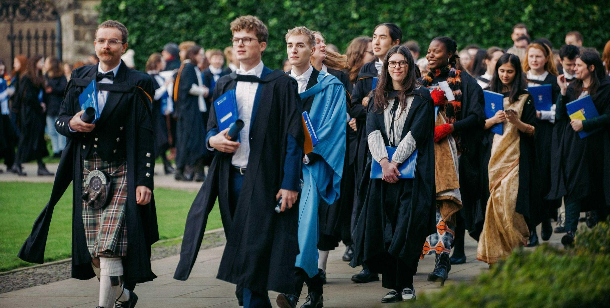 Students walking at graduation