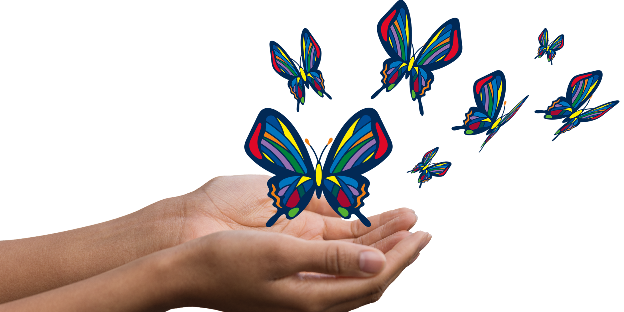 Hands releasing butterflies 