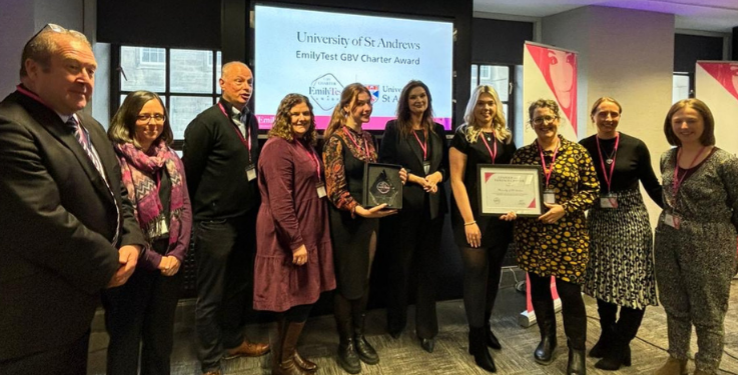 University staff receiving the Gender-Based Violence Charter Award