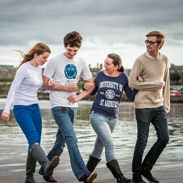 st andrews students on beach