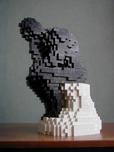 Rodin's Thinker in Lego.  Disgusting, isn't it?  If I had my way, the cretin who invented Lego would be in concrete boots at the bottom of the East River.